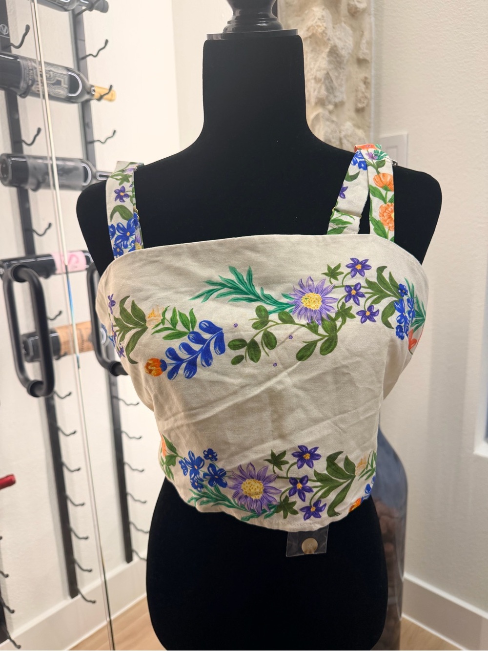 Hutch Floral Crop Tank Top - Cream with Multicolor Flowers - S - NWT